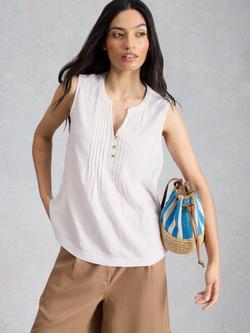 White Stuff Poppy Button Neck Vest Top, White, White