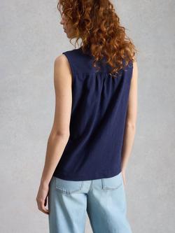 White Stuff Poppy Button Neck Sleeveless Top, Midnight - view 2, Midnight