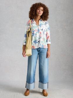 White Stuff Sophie Embroidered Floral Shirt, White/Multi, White/Multi
