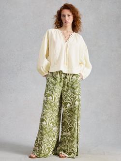 White Stuff Tilly Tie Neck Top, Natural, Natural