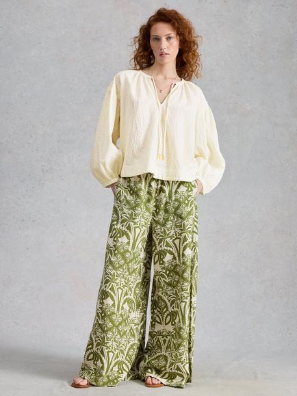White Stuff Tilly Tie Neck Top, Natural, Natural