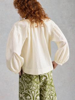 White Stuff Tilly Tie Neck Top, Natural - view 2, Natural