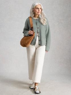 White Stuff Gigi Garment Dyed Cardigan, Green, Green