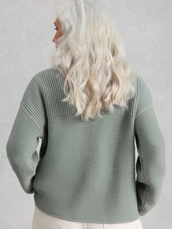 White Stuff Gigi Garment Dyed Cardigan, Green - view 2, Green