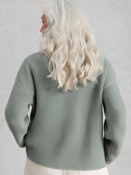 White Stuff Gigi Garment Dyed Cardigan, Green - view 2, Green