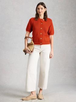 White Stuff Isabella Short Sleeve Cardigan, Red, Red