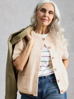 White Stuff Isabella Short Sleeve Cardigan, Ivory, Ivory