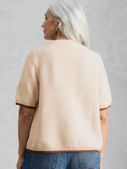 White Stuff Isabella Short Sleeve Cardigan, Ivory - view 2, Ivory
