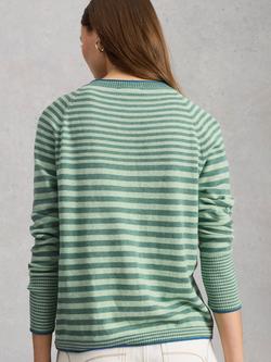 White Stuff Lulu Striped Cardigan, Green/Multi - view 2, Green/Multi