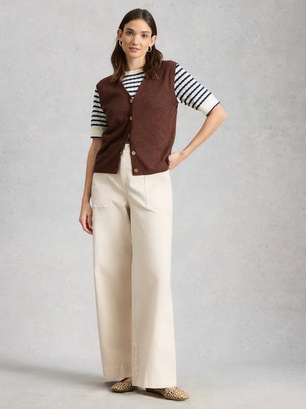 White Stuff Nova Sleeveless Cardigan, Dark Brown, Dark Brown