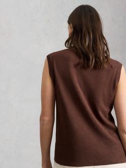 White Stuff Nova Sleeveless Cardigan, Dark Brown - view 2, Dark Brown