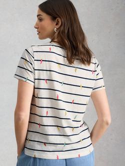 White Stuff Abbie Chilli Stripe T-Shirt, Ivory/Multi - view 2, Ivory/Multi