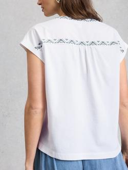White Stuff Billie Embroidered Sleeveless Shirt, White - view 2, White