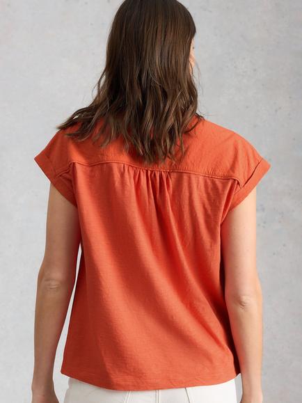 White Stuff Billie Cap Sleeve Shirt, Red - view 2, Red