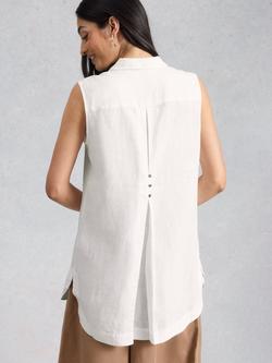 White Stuff Bianca Linen Sleeveless Tunic Top, White - view 2, White