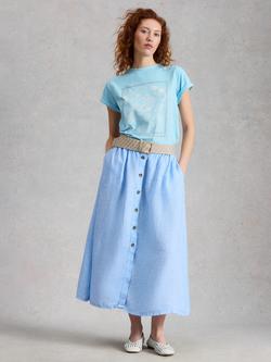 White Stuff Gina Seaside Graphic T-Shirt, Blue, Blue
