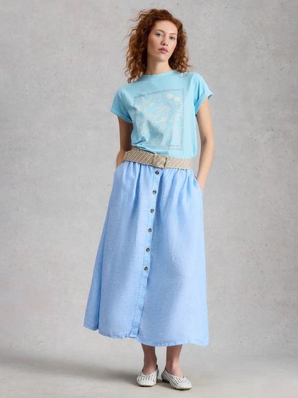 White Stuff Gina Seaside Graphic T-Shirt, Blue, Blue
