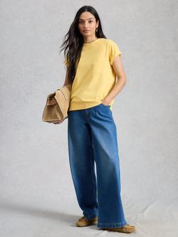 White Stuff Gina Cotton T-Shirt, Yellow, Yellow