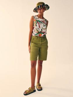 White Stuff Matilda Floral Pure Linen Top, Yellow/Multi, Yellow/Multi