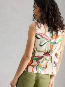 White Stuff Matilda Floral Pure Linen Top, Yellow/Multi - view 2, Yellow/Multi