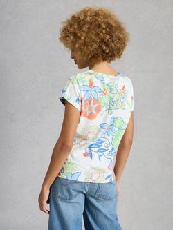 White Stuff Nelly V-Neck Floral T-Shirt, White Ivory - view 2, White Ivory