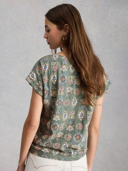 White Stuff Nelly T-Shirt, Khaki/Multi - view 2, Khaki/Multi