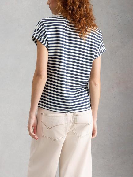 White Stuff Nelly Notch Neck Floral T-Shirt, Navy/Multi - view 2, Navy/Multi