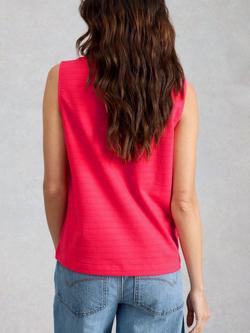 White Stuff Nora Textured Notch Neck Sleeveless Top, Bright Pink - view 2, Bright Pink