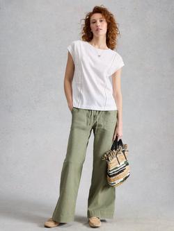 White Stuff Penelope Button Back T-Shirt, White, White