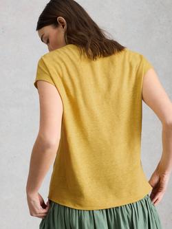 White Stuff Rowan Linen T-Shirt, Yellow - view 2, Yellow