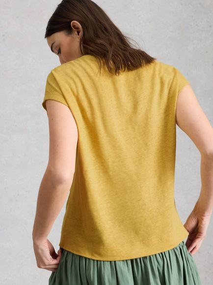 White Stuff Rowan Linen T-Shirt, Yellow - view 2, Yellow