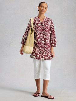 White Stuff Raquel Floral V-Neck Tunic, Pink/Multi, Pink/Multi