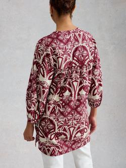 White Stuff Raquel Floral V-Neck Tunic, Pink/Multi - view 2, Pink/Multi