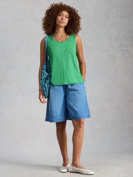White Stuff Scarlette Scoop Neck Linen Vest, Green