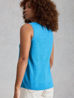 White Stuff Scarlette Scoop Neck Linen Vest - view 2, Turquoise