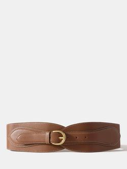 Mint Velvet Obi Wide Waist Pure Leather Belt, Tan