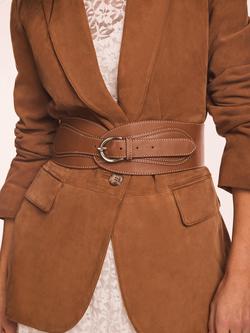 Mint Velvet Obi Wide Waist Pure Leather Belt - view 2, Tan