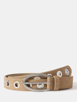 Mint Velvet Eyelets Pure Suede Belt, Natural, Natural