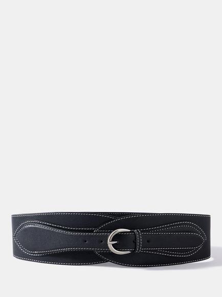 Mint Velvet Obi Wide Waist Pure Leather Belt, Black