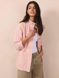 Mint Velvet High Neck Utility Shacket, Light Pink, Light Pink