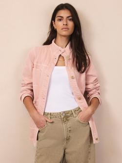 Mint Velvet High Neck Utility Shacket, Light Pink - view 2, Light Pink