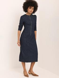 Mint Velvet Paisley Denim Midi Dress, Indigo, Indigo