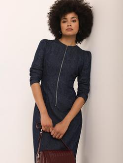 Mint Velvet Paisley Denim Midi Dress, Indigo - view 2, Indigo