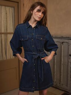 Mint Velvet Denim Shirt Mini Dress, Indigo, Indigo