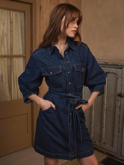Mint Velvet Denim Shirt Mini Dress, Indigo - view 2, Indigo