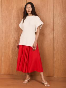 Mint Velvet Godet Hem Full Midi Skirt, Red