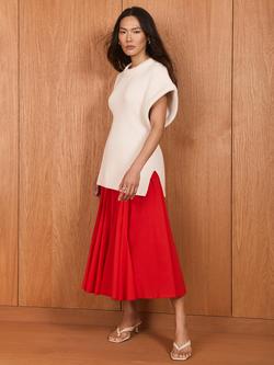 Mint Velvet Godet Hem Full Midi Skirt - view 2, Red