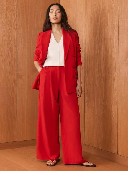 Mint Velvet Wide Leg Trousers, Red, Red
