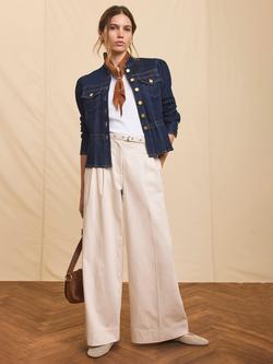 Mint Velvet Eyelet Belt Wide Leg Trousers, Natural Stone, Natural Stone