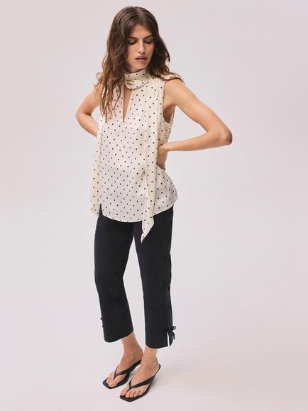 Mint Velvet Side Tie Capri Trousers, Black, Black